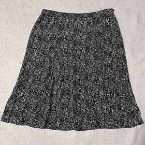 VTG Womens ditsy polka dot Skirt 100% Silk Size 16 Black Midi Artsy Fairy Flowy